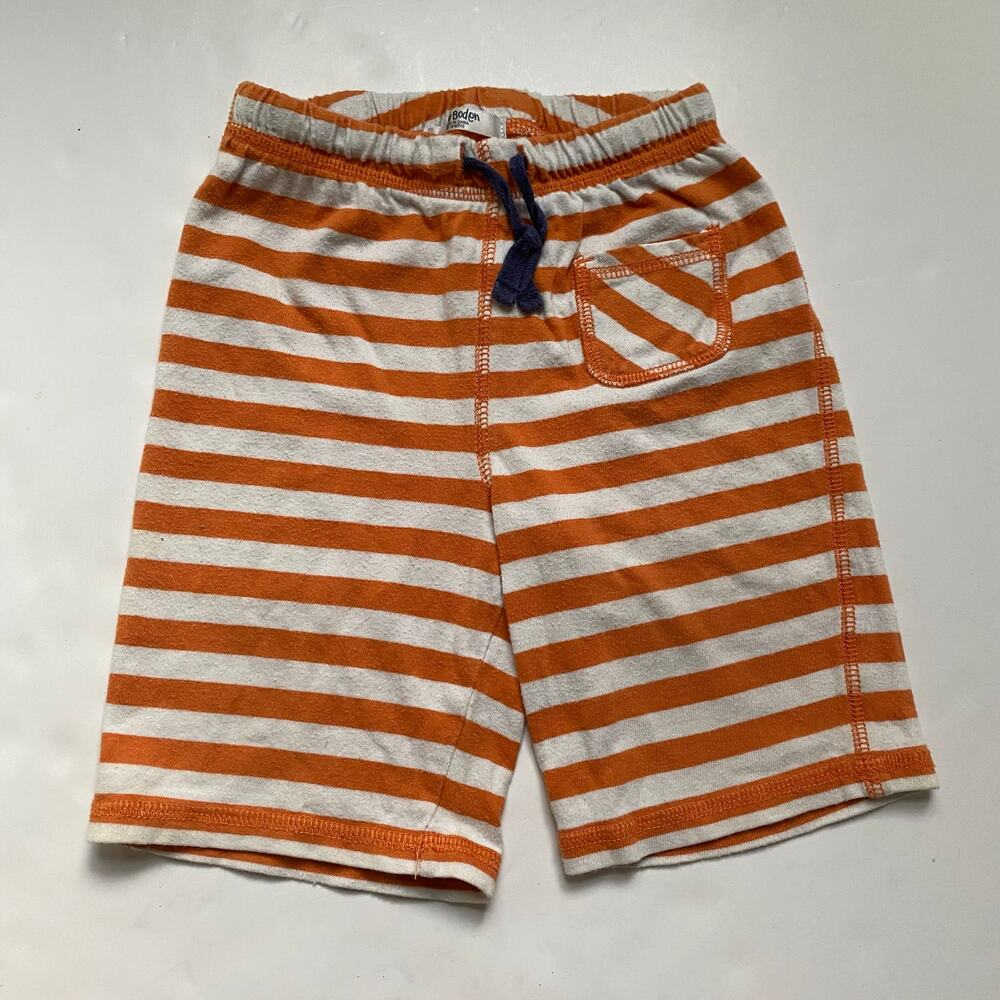 Baby Boden Orange Striped Shorts